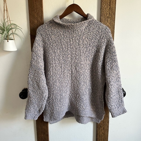 Gray Oversized Cowl Neck Sweater - Picture 1 of 15